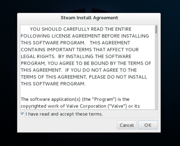 Miss me!?!? The Steam EULA agreement is hidden for many when starting SteamOS for the first time after the post_install.sh script is run.